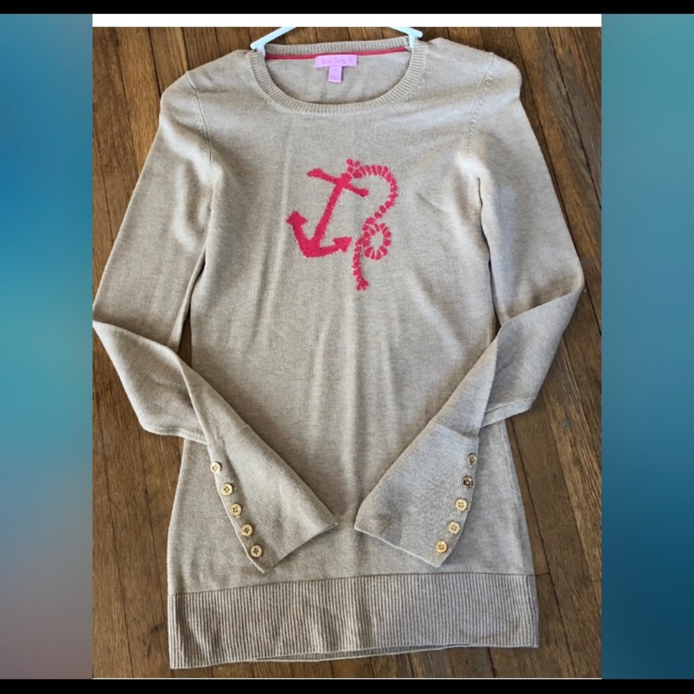 LILLy PULITZER Anchor Sweater Gold Buttons tunic xs